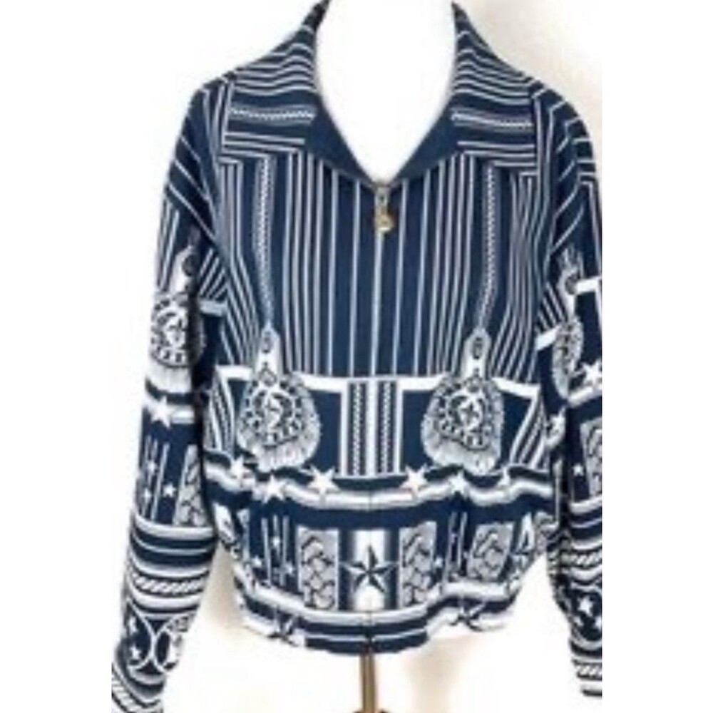 St. John Sport Marie Gray navy Zip Front Jacket Size Med NWT